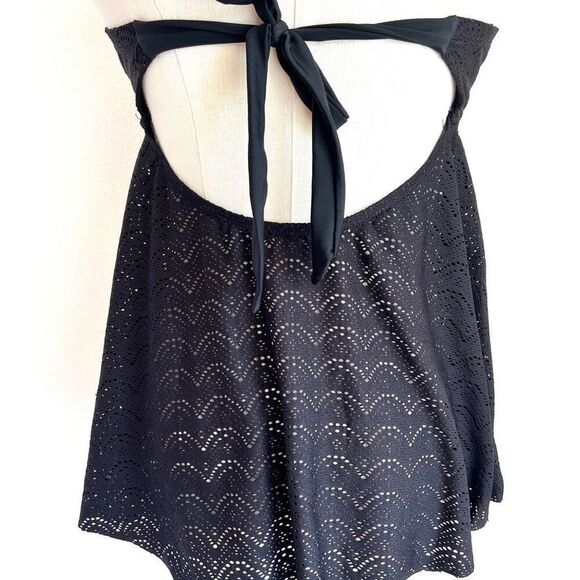 Isabel Maternity Lacey Tankini Swimsuit Top Size D/DD Medium Black Cute Back Det - Picture 7 of 13
